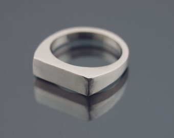 Narrow Signet Ring - Sterling Silver or 9k Gold - Custom Made