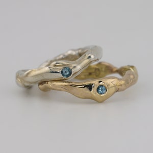 MOLTEN Ring with Sapphire - Sterling Silver or 9k Gold - Handmade