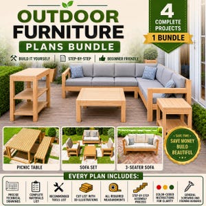 DIY Outdoor Furniture Plans Bundle: Patio Sofa, Garden Seating Set, Picnic Table (PDF Download)