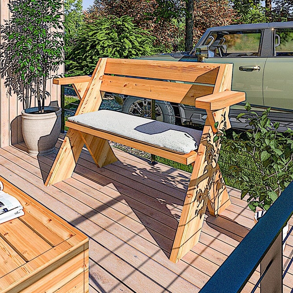 DIY Woodworking Leopold Bench Plans,  Outdoor Indoor Sitting Bench Build Plans, Wood Seating Bench Plans, Modern Bench Plans