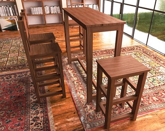 DIY Kitchen Bar Table and Chair Build Plans, Dining Table Set Plans, Kitchen Furniture Plans, Easy to Build, PDF File Instant Download