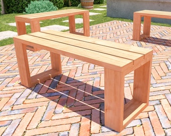 DIY Patio Simple Bench PLANS, Outdoor Seating Bench Plans, Easy to Build, All 2x6, PDF Instant Download