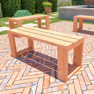 DIY Patio Simple Bench PLANS, Outdoor Seating Bench Plans, Easy to Build, All 2x6, PDF Instant Download