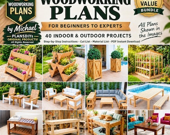 DIY Furniture Woodworking Plans for Beginners: 40 Outdoor-Indoor Projects (PDF Download)