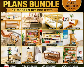 12 Wood Furniture Plans Bundle | Beginner DIY Projects (PDF Download)