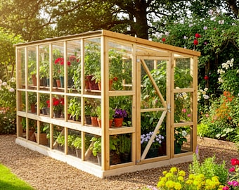 DIY Lean-To Greenhouse Plans: Wood Framed Polycarbonate Design (PDF Digital Download)