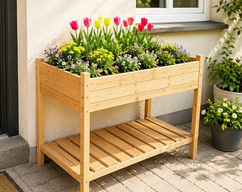 DIY Raised Garden Planter Box Plans: Outdoor Vegetable Growing Woodworking Project (PDF Download)