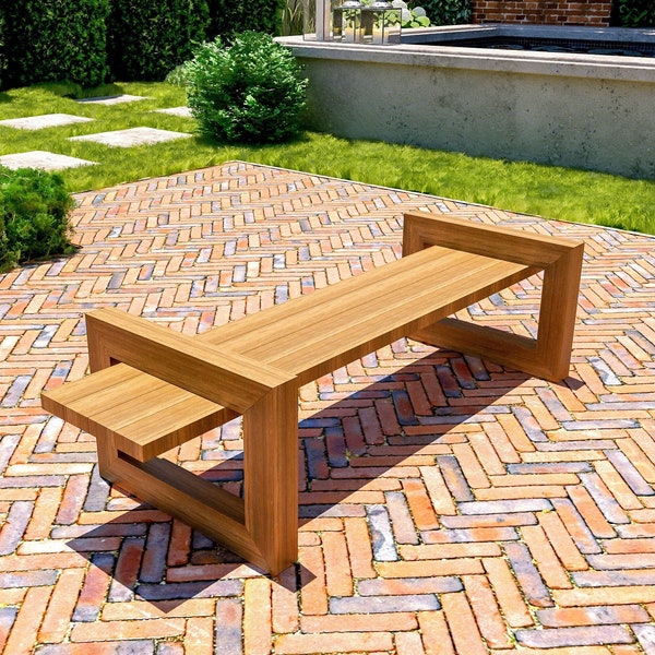DIY Simple Bench Build Plans, Modern Patio Bench Plans, Easy to Build, All 2x4, PDF File Instant Download
