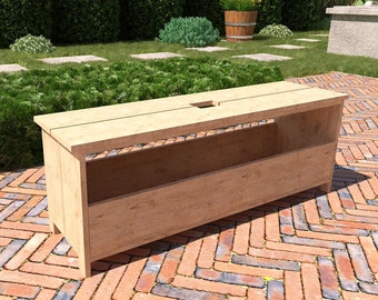 DIY Garden Bench with Storage Plans, Outdoor Patio Bench Plans, Portable Simple Build, PDF File Instant Download