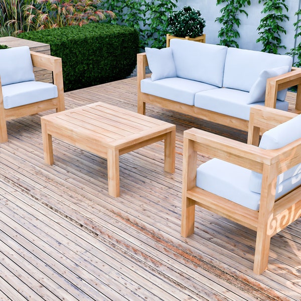 DIY Outdoor Sofa Set Furniture Plans, Patio Chair Plans, Garden Seating Bench Plans, Easy Build, All 2x4, PDF Instant Download