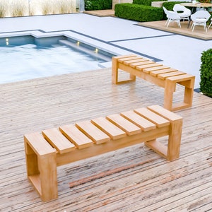 DIY Simple Patio Bench Plans, Outdoor Bench Plans, Pool Bench Plans, Garden Bench Plans, All 2x6 Lumber, Easy Build, PDF Instant Download