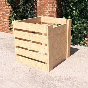 DIY Kompostbehälter Pläne, Pflanzkasten Pläne, Garten Pflanzbeet mit verstellbaren vorderen Lamellen, einfach zu bauen, PDF-Datei, sofort-Download