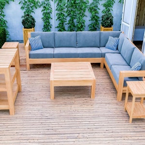 Planos de muebles de patio para armar uno mismo: sofá seccional, banco y mesas (archivo PDF)