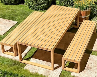 DIY Picnic Table Build Plans, Outdoor Patio Table Plans, Garden Table Plans, Seating Bench Plans, All 2x4, Easy Build, PDF Instant Download