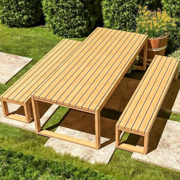 DIY Picnic Table Build Plans, Outdoor Patio Table Plans, Garden Table Plans, Seating Bench Plans, All 2x4, Easy Build, PDF Instant Download