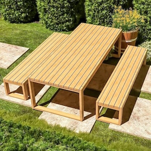 DIY Picnic Table Plans: Modern Outdoor Bench Seating (PDF Download)