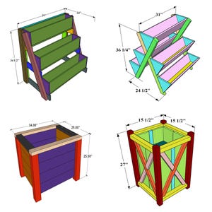 High-quality PDF plans for building 12 DIY raised garden planter boxes with clear, 3D diagrams, detailed technical drawings, complete materials and tool lists, and precise cut lists. Designed for standard lumber, these step-by-step blueprints guide beginners and experienced woodworkers through constructing sturdy herb, flower, and vegetable beds. Perfect for patios, balconies, decks, and small gardens, these versatile designs maximize space, improve drainage, and enhance outdoor aesthetics.