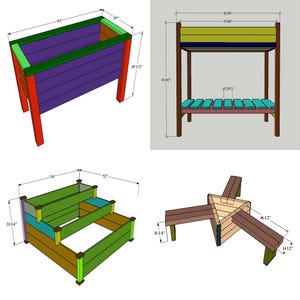 High-quality PDF plans for building 12 DIY raised garden planter boxes with clear, 3D diagrams, detailed technical drawings, complete materials and tool lists, and precise cut lists. Designed for standard lumber, these step-by-step blueprints guide beginners and experienced woodworkers through constructing sturdy herb, flower, and vegetable beds. Perfect for patios, balconies, decks, and small gardens, these versatile designs maximize space, improve drainage, and enhance outdoor aesthetics.