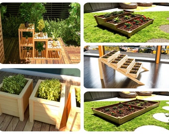 DIY Planter Box BUNDLE Plans, Garden Planter Plans, Plant Stand Plans, Easy to Build, PDF File Instant Download