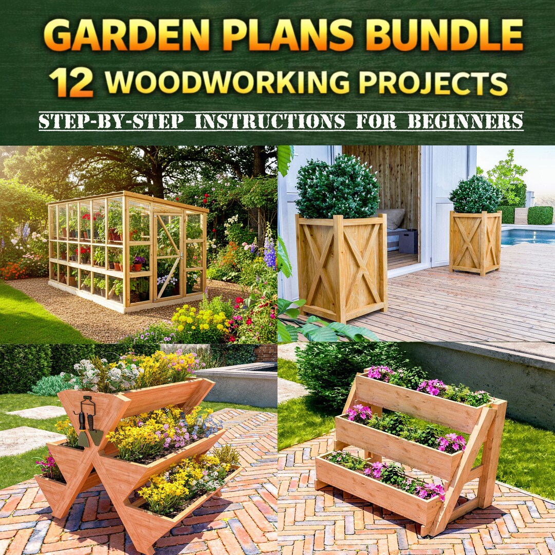 DIY Raised Planter Box Plans Bundle: 12 Woodworking Projects for Garden ...