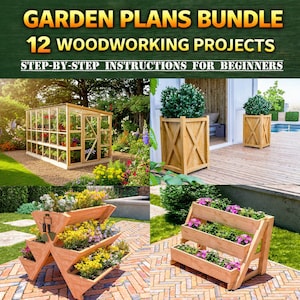 DIY Raed Planter Box Plans Bundle: 12 Holzbearbeitungs-Projekte für den Garten (PDF Digital Download)