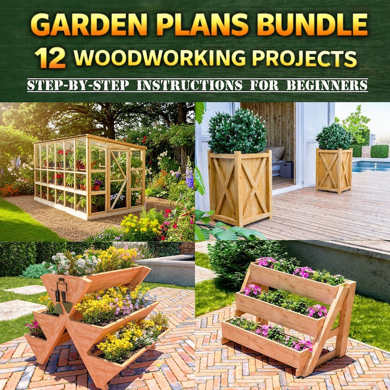 High-quality PDF plans for building 12 DIY raised garden planter boxes with clear, 3D diagrams, detailed technical drawings, complete materials and tool lists, and precise cut lists. Designed for standard lumber, these step-by-step blueprints guide beginners and experienced woodworkers through constructing sturdy herb, flower, and vegetable beds. Perfect for patios, balconies, decks, and small gardens, these versatile designs maximize space, improve drainage, and enhance outdoor aesthetics.