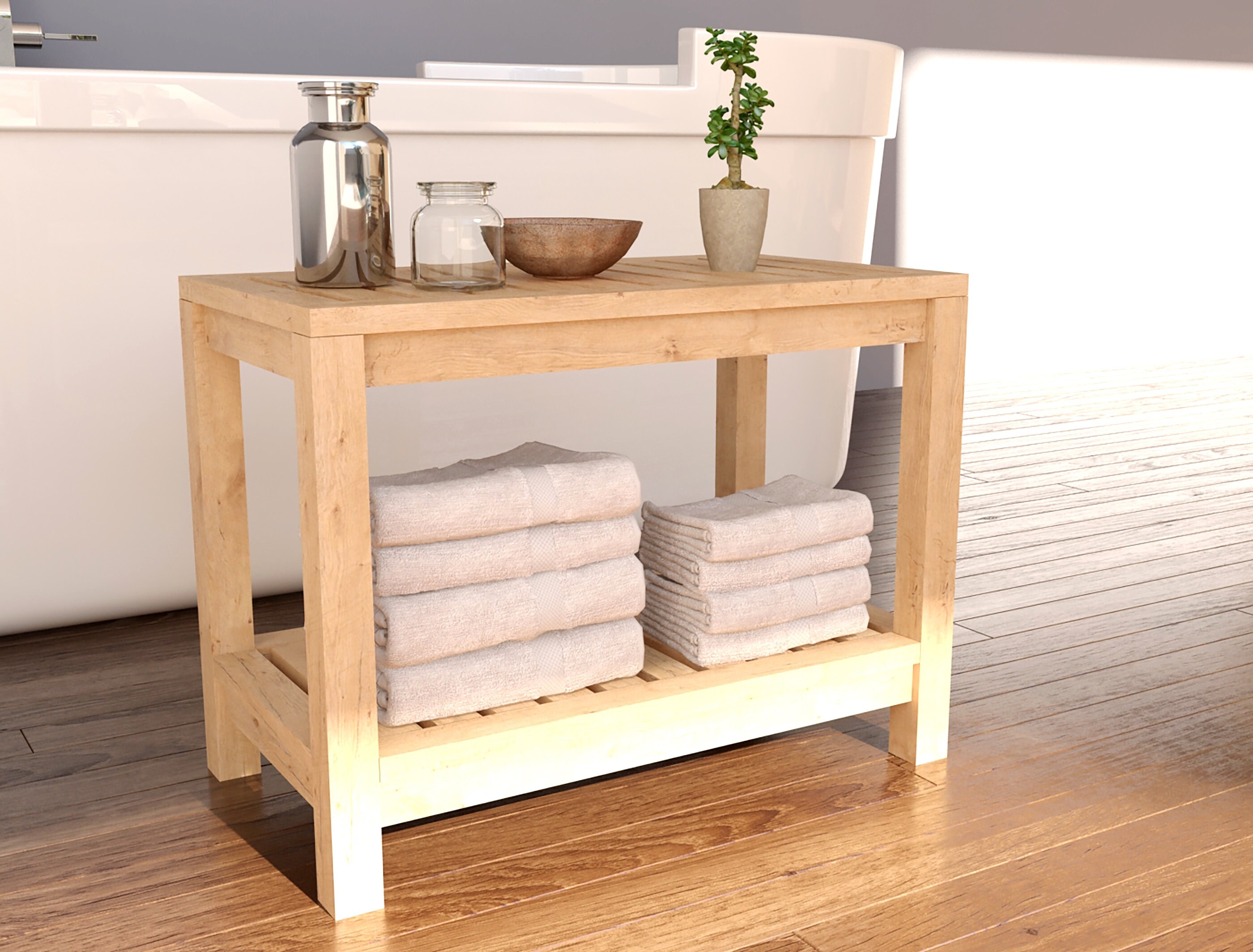 DIY Wooden Shower Bench With Shelf Plans Indoor Outdoor Etsy Canada