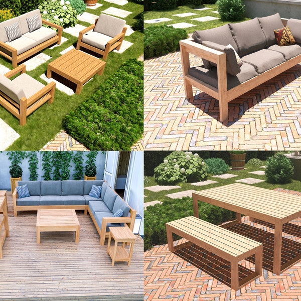 DIY Outdoor Möbel Pläne BUNDLE, Terrasse Sofa Set Pläne, Picknick Tisch Pläne, einfach zu bauen, PDF Datei Sofortiger Download