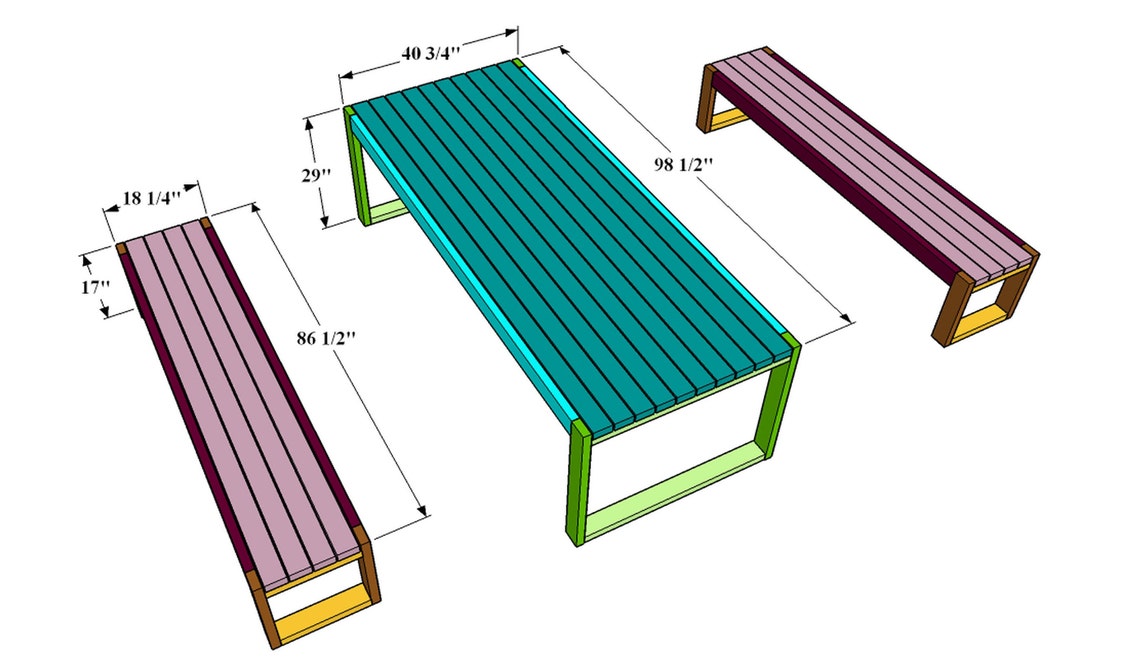 DIY Picnic Table Build Plans Outdoor Patio Table Plans Etsy UK