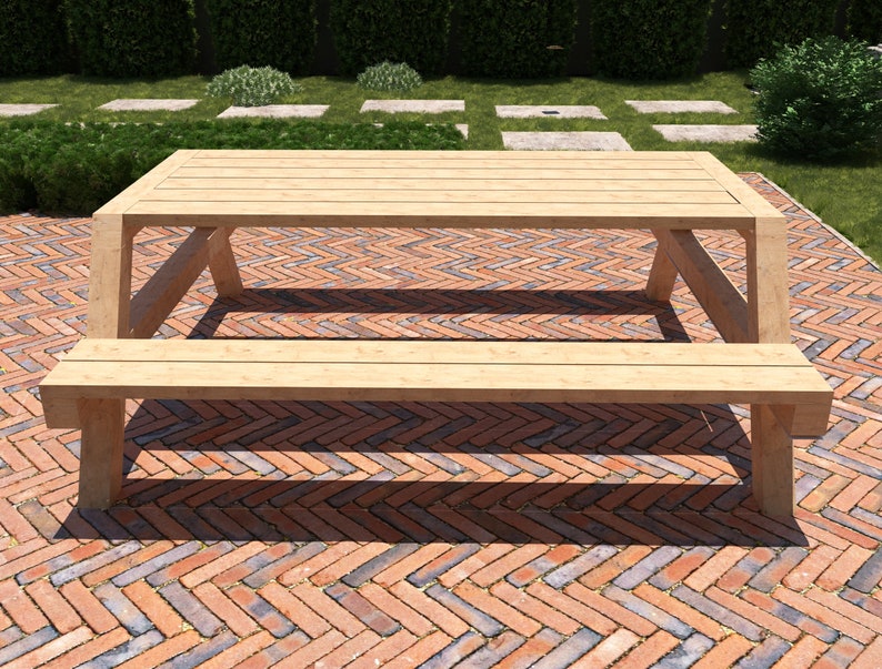 DIY Modern Picnic Table Build Plans Backyard Furniture Plans Etsy