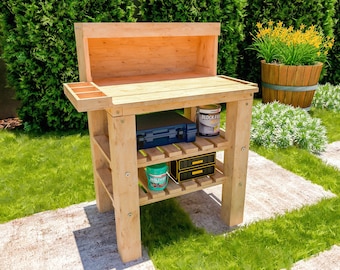 DIY Potting Bench Plans: Wooden Garden Table with Storage (PDF Digital Download)