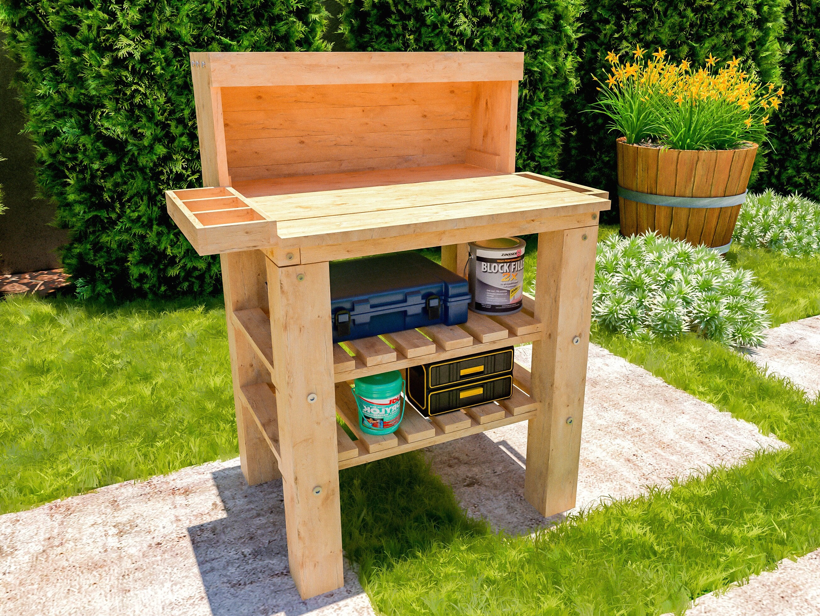 Planos de banco de macetas DIY: Mesa de jardín de madera con espacio de  almacenamiento (Descarga digital en PDF) - Etsy México, image size:2606x1959