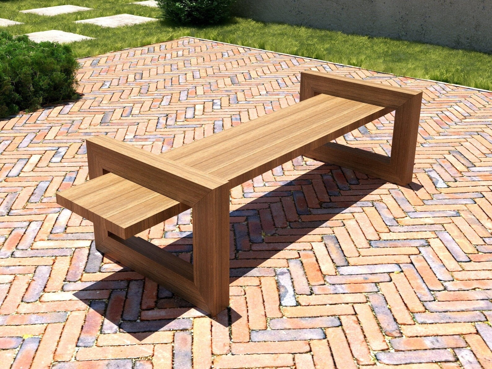 DIY Simple Bench Build Plans Modern Patio Bench Plans Easy Etsy
