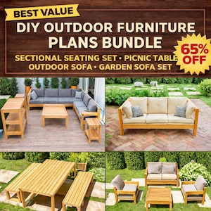 DIY Outdoor Furniture Plans Bundle: Patio Sofa, Garden Seating Set, Picnic Table (PDF Download)