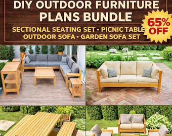 DIY Outdoor Furniture Plans Bundle: Patio Sofa, Garden Seating Set, Picnic Table (PDF Download)