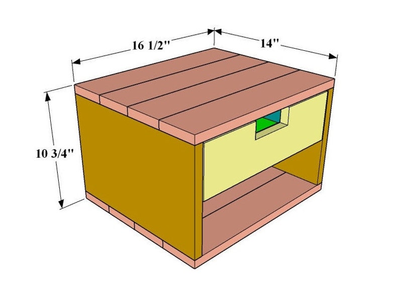 Here is a floating nightstand made of wood placed on the wall in the bedroom. It can also be used in the living room, living room.

Overall Dimensions:
H 10.75 inch, L 16.5 inch, D 14 inch
