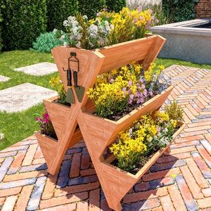 DIY 5 Box Planter Pläne, Gartenkräuter Pflanzpläne, Holz Blumenkasten Baupläne, Erhöhte Multi Planter Pläne, Tier Gemüse Planter Plans