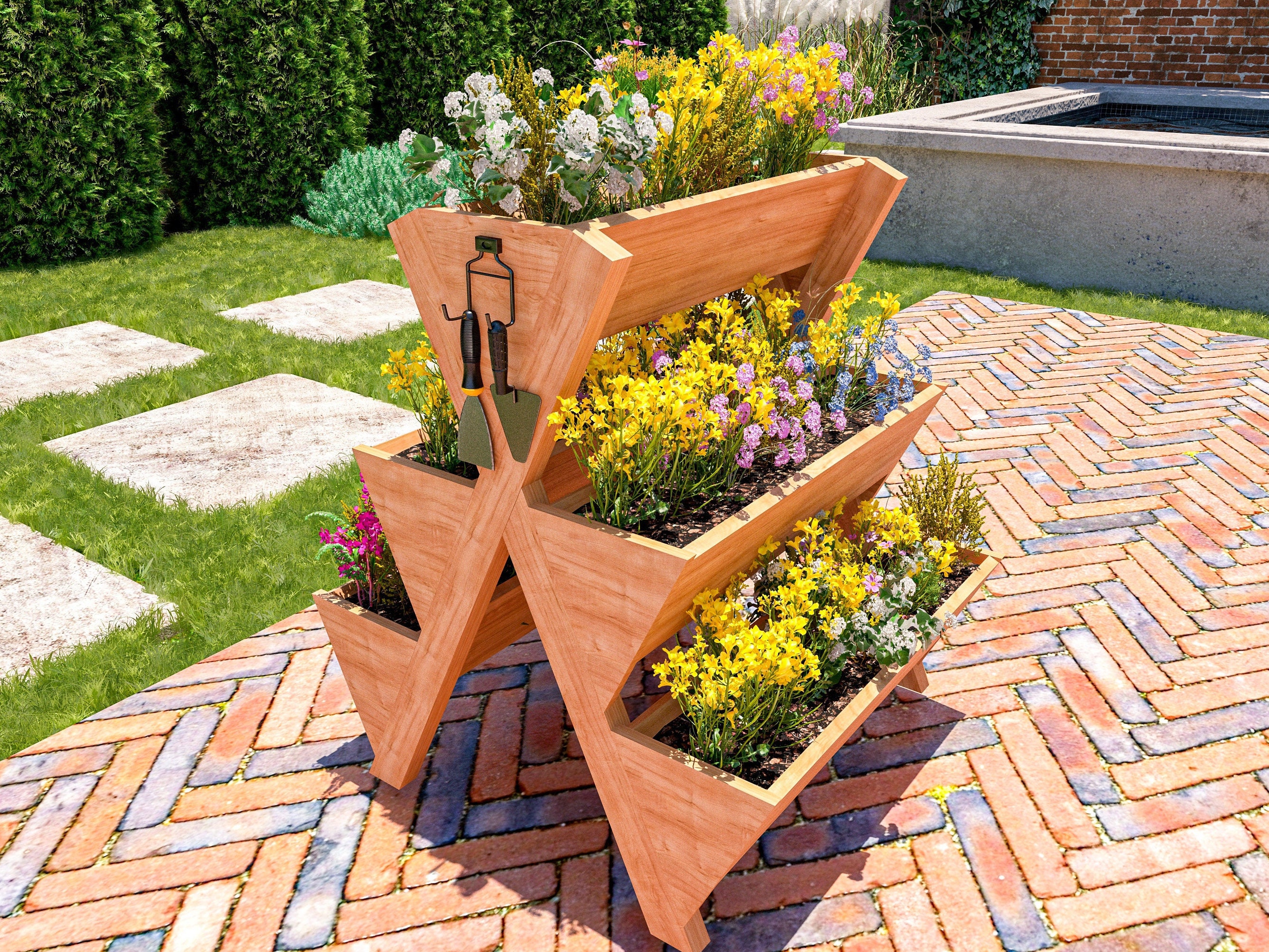 Wooden flower pot deals