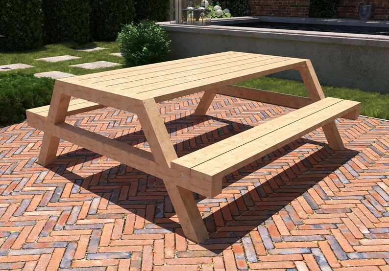 DIY Modern Picnic Table Build Plans Backyard Furniture Plans Etsy