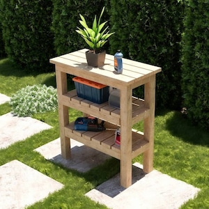DIY Outdoor Storage Bench Plant Stand Build Plans, Garden Bench Plans, Easy to Build, PDF File Instant Download