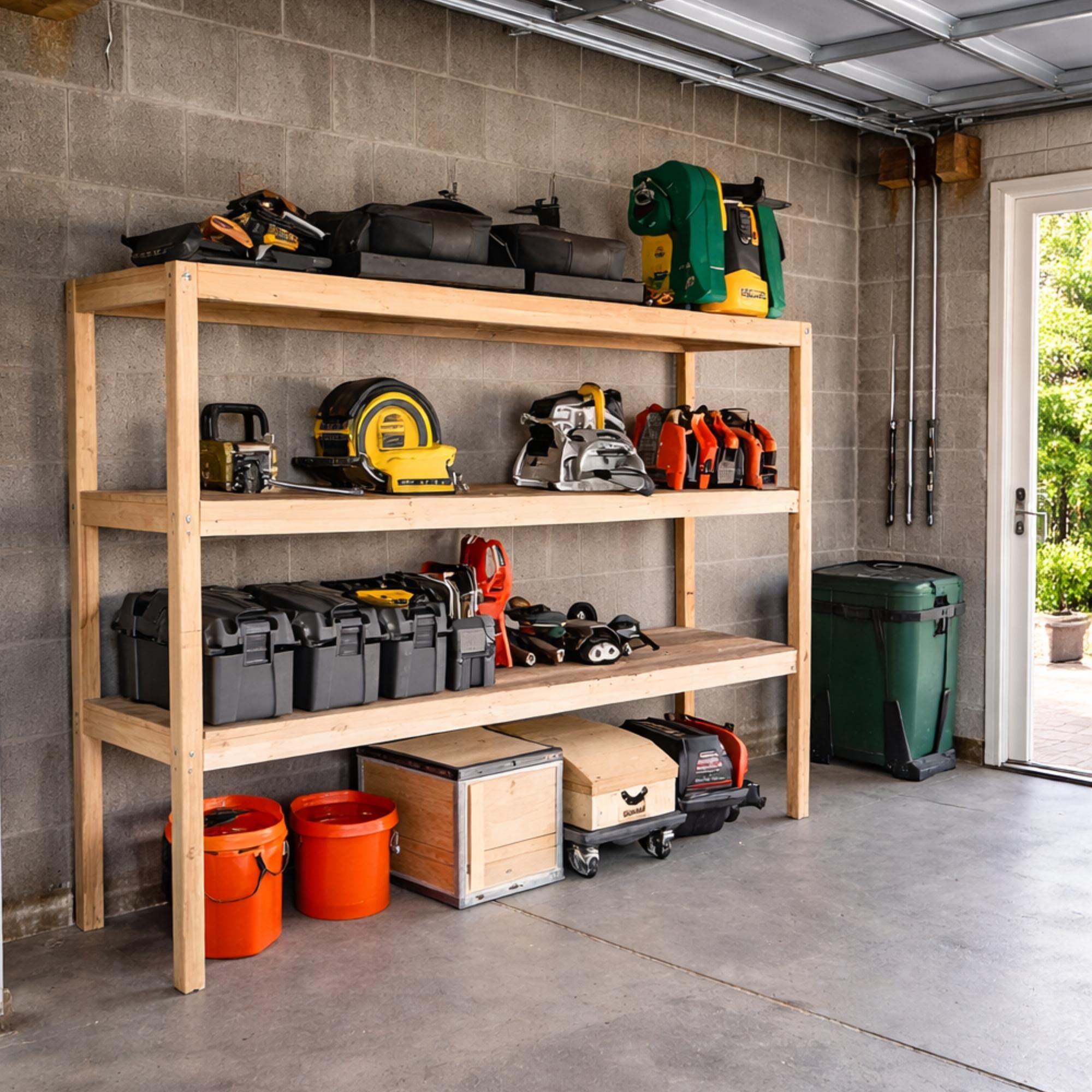 Work Shelf Garage Shelves DIY Plans: Storage Shelf Woodworking Project - Easy ...