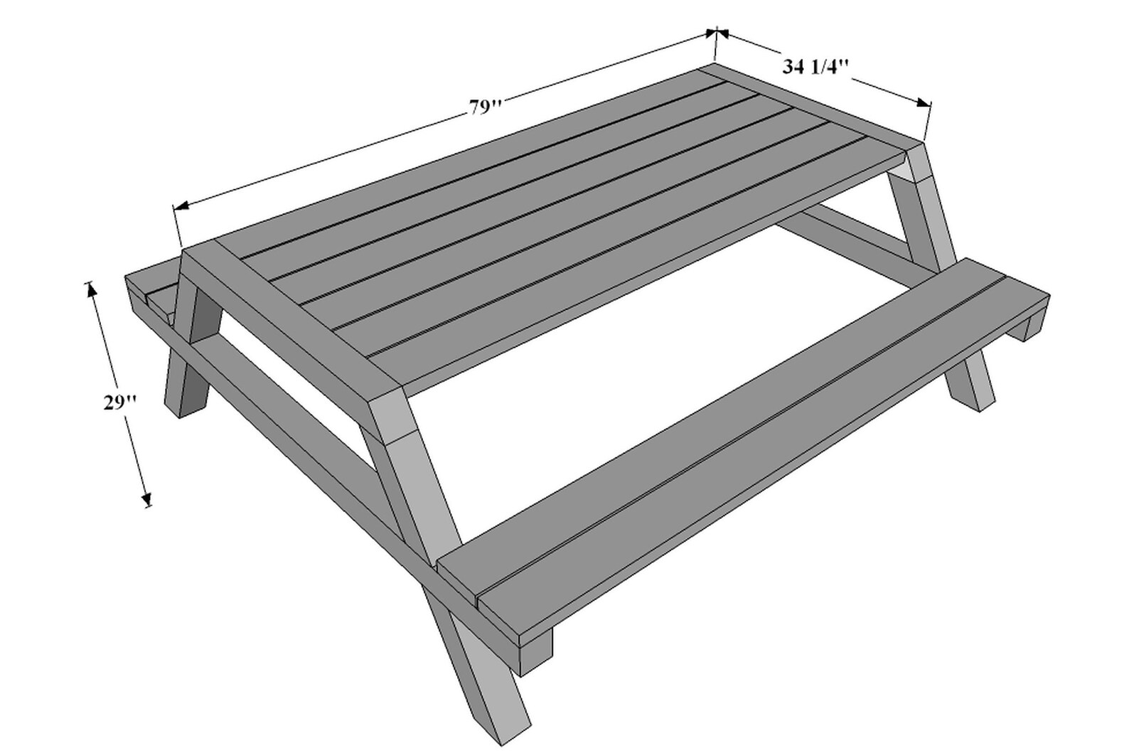 DIY Modern Picnic Table Build Plans, Patio Picnic Table Plans, Garden