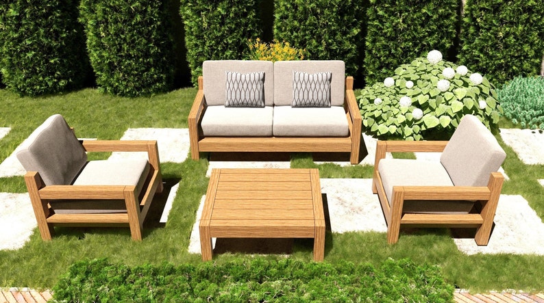 DIY Outdoor Furniture Sofa Set Plans, Patio Bench Plans, Garden Sofa Set Plans, Easy Build, Step by Step Instructions, PDF Instant Download image 2