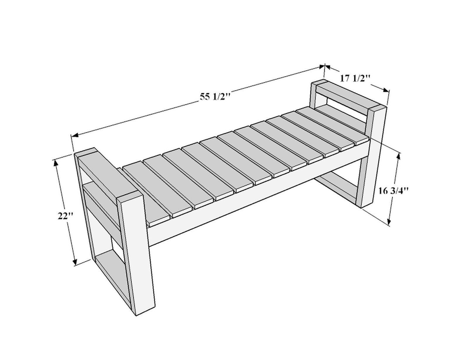 DIY Patio Simple Bench Plans Outdoor Seating Bench Plans Etsy