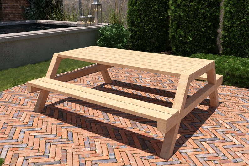 DIY Modern Picnic Table Build Plans Backyard Furniture Plans Etsy