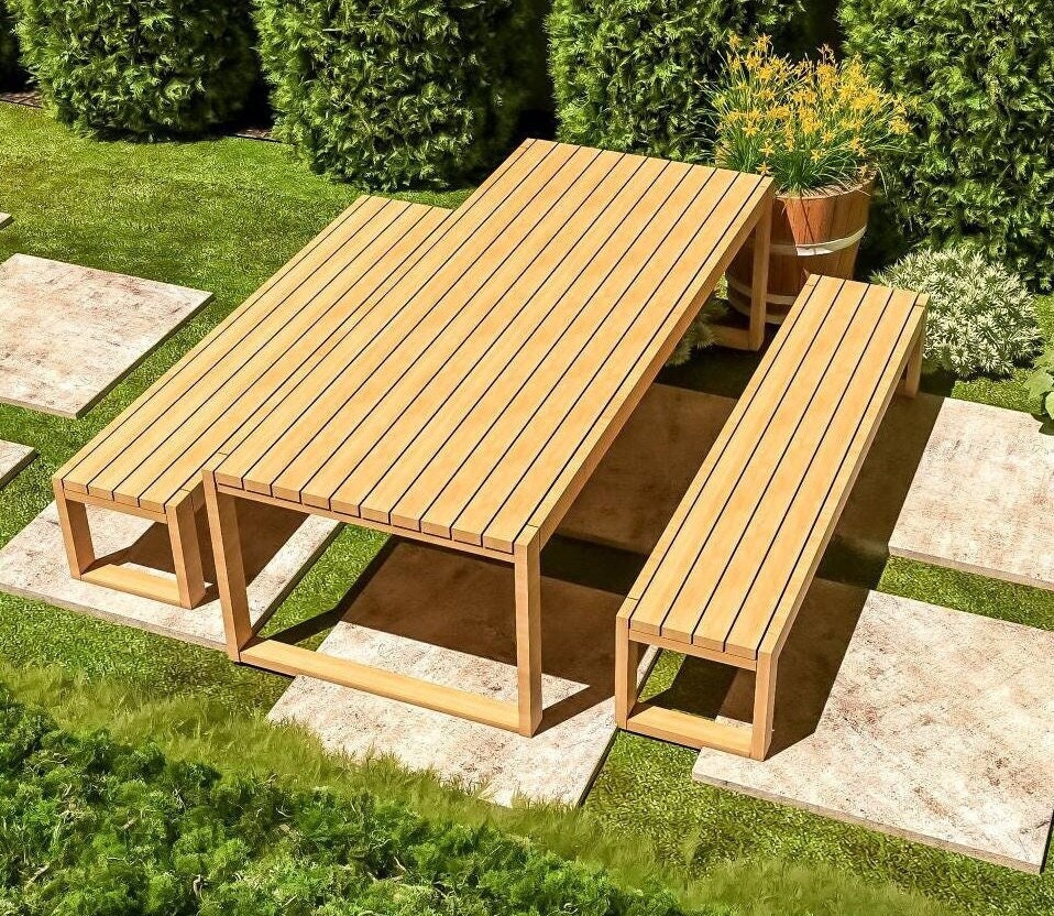 DIY Picnic Table Build Plans, Outdoor Patio Table Plans, Garden Table Plans, Seating Bench Plans, All 2x4, Easy Build, PDF Instant Download
