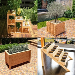 High-quality PDF plans for building 12 DIY raised garden planter boxes with clear, 3D diagrams, detailed technical drawings, complete materials and tool lists, and precise cut lists. Designed for standard lumber, these step-by-step blueprints guide beginners and experienced woodworkers through constructing sturdy herb, flower, and vegetable beds. Perfect for patios, balconies, decks, and small gardens, these versatile designs maximize space, improve drainage, and enhance outdoor aesthetics.