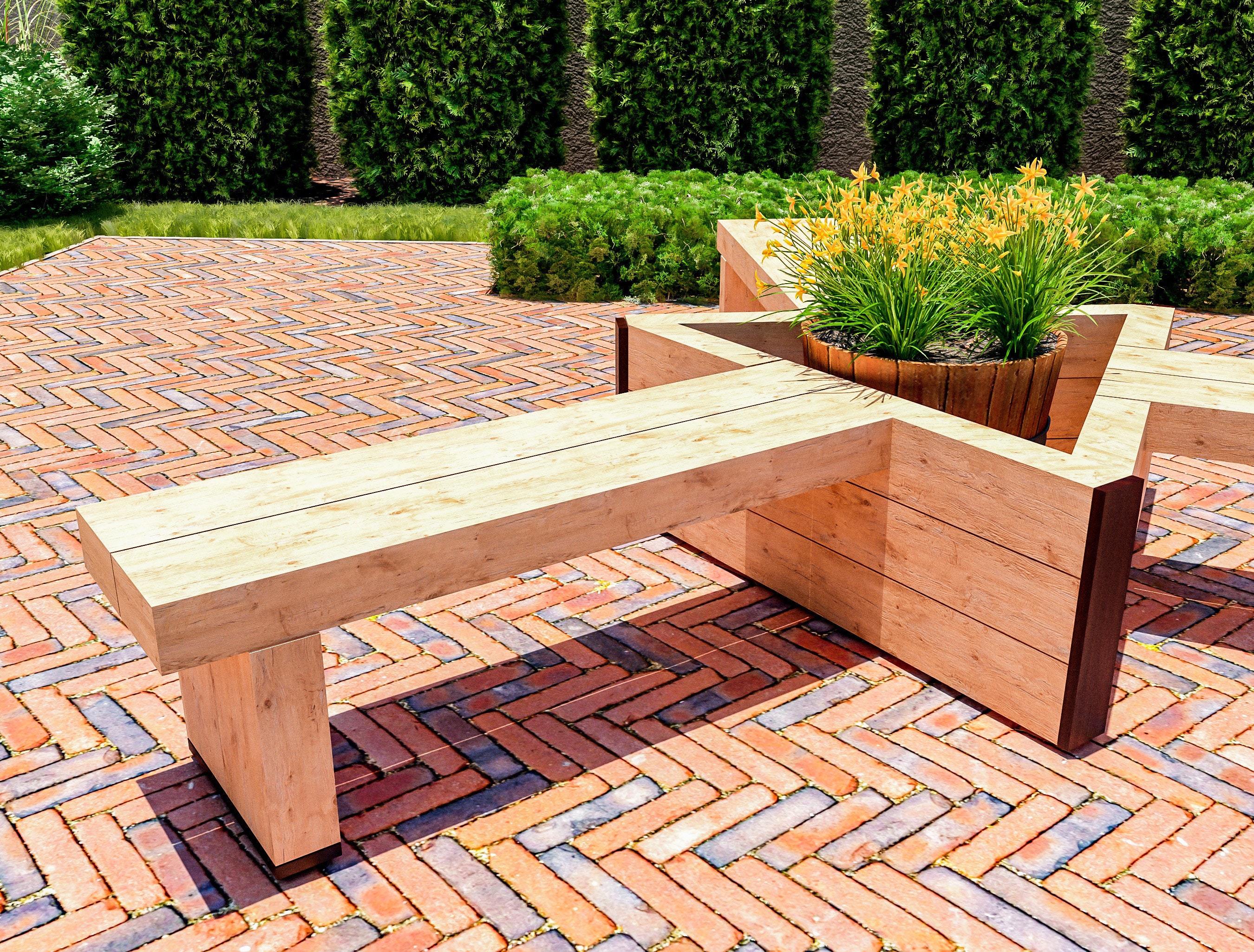 DIY Triple Patio Bench Plans Outdoor Sitting Bench With Planter