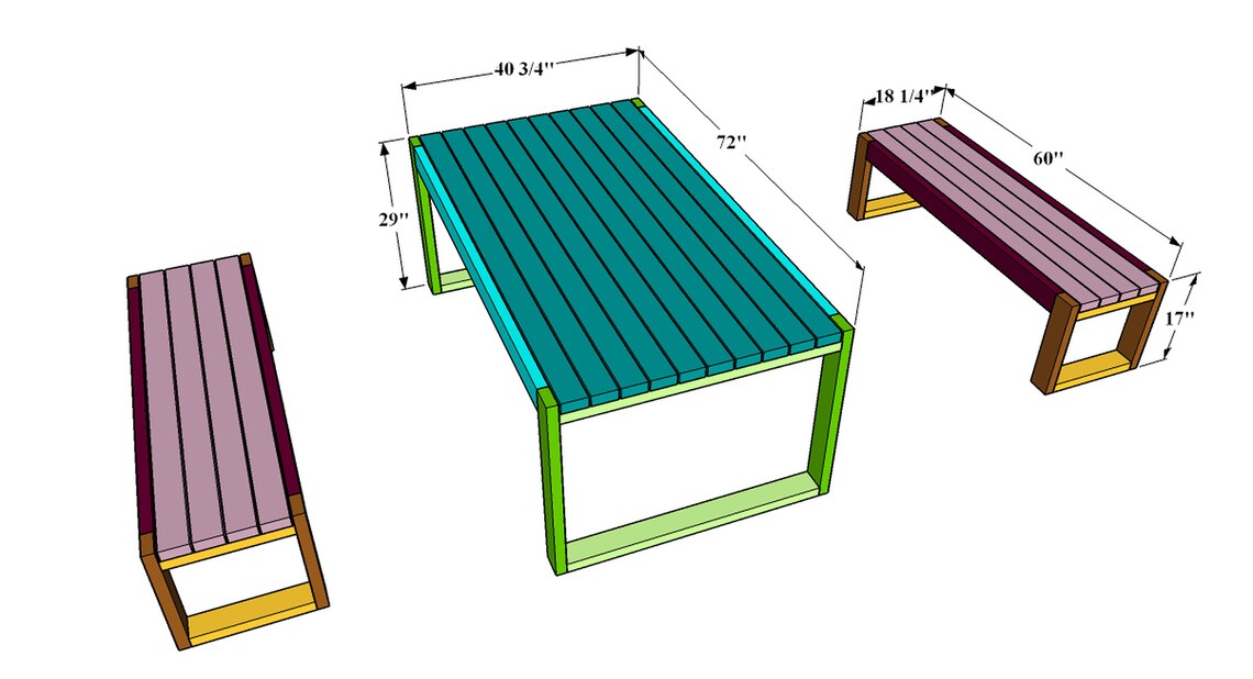 DIY Picnic Table Build Plans Outdoor Patio Table Plans Etsy
