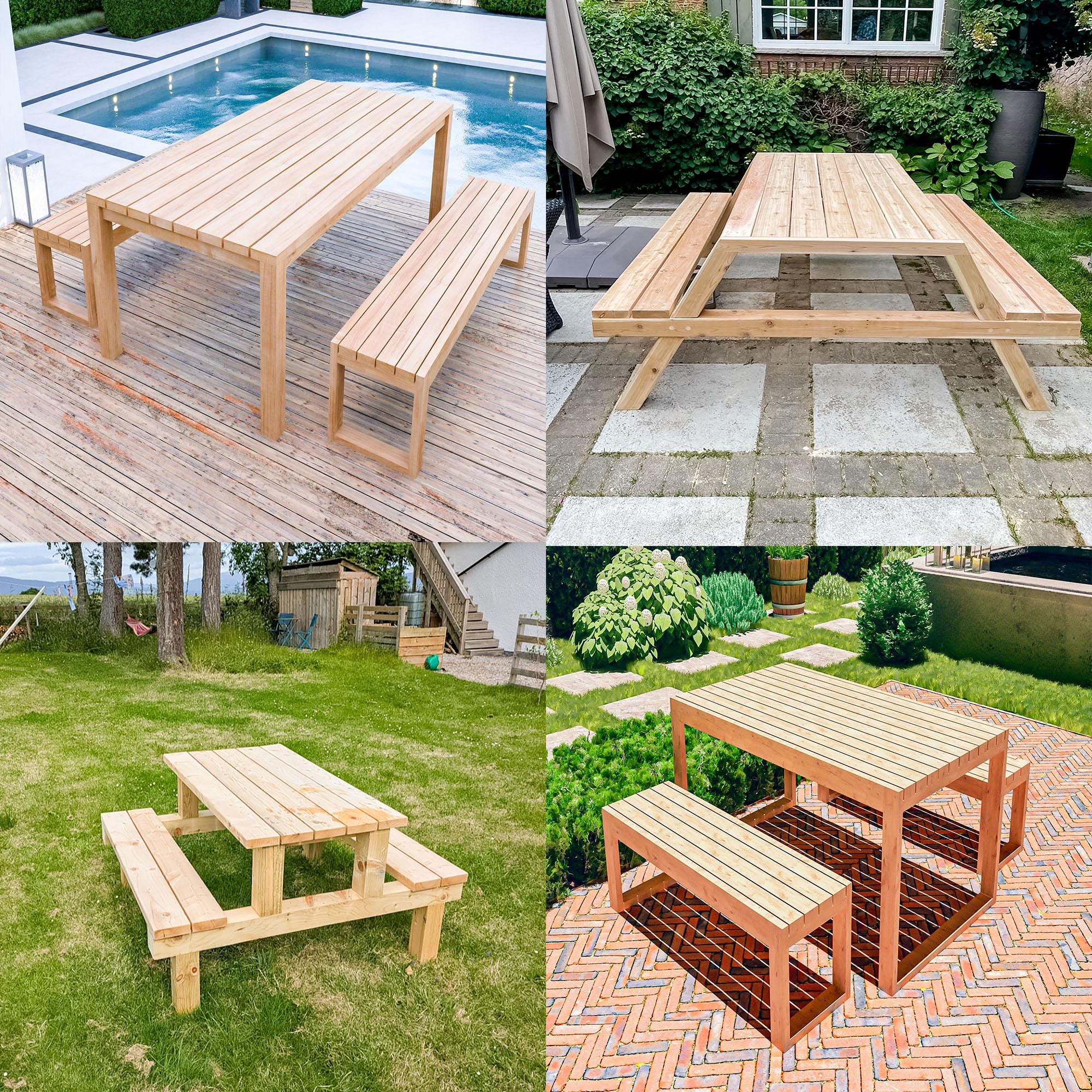 Wooden Picnic Table Plans BUNDLE, Garden Table Plans, DIY Patio Table, Modern Picnic Table, Simple Picnic Table, PDF Digital Download